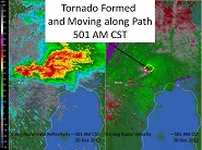 Tornado formed and Moving along Path at 501 AM CST