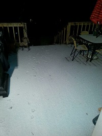 Sleet covers a deck in Enterprise, AL. Photo submitted to NWS Tallahassee via Facebook by RJ Shelley.