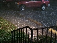 Hailstones observed in Albany, GA during the pre-dawn hours of December 23, 2014. Photo courtesy of WFXL-TV.