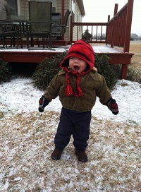 A toddler having fun in the sleet. Submitted to the WDHN Facebook page by Donna Hoolis.
