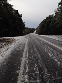 Sleet and snow on highway 167 near Enterprise, AL. Phto submitted by Skyler Lee to the WDHN facebook page.
