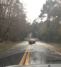 Flooding on Paul Russel Road in Tallahassee, FL on December 24, 2014. Photo courtesy of the City of Tallahassee Traffic Twitter feed.