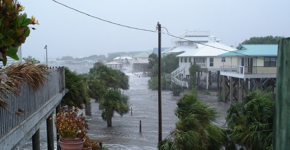 Photo of storm surge flooding at Horseshoe Beach, FL, associated with T.S. Alberto on the afternoon of Tuesday, 13 June 2006.