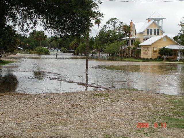 Storm surge flooding in Steinhatchee, FL during T.S. Alberto.