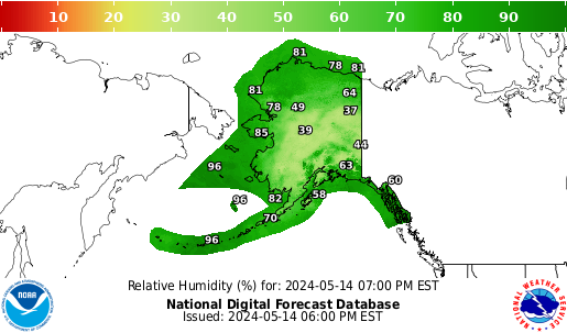 Alaska relative humidity forecast for the next 7 days