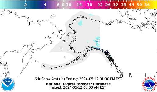 Alaska snow forecast for the next 2 days