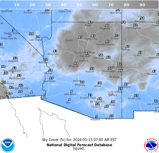 Arizona Precipitation Cloud Cover forecast for the next 7 days