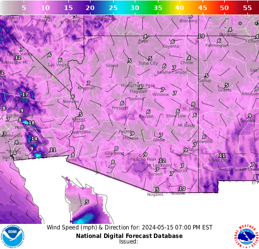 Arizona Wind forecast for the next 7 days