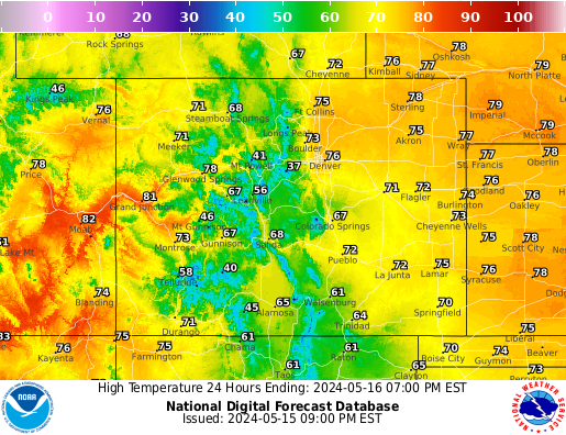 Colorado High Temperature forecast for the next 7 days