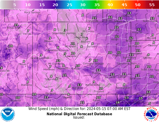 Colorado Wind forecast for the next 7 days
