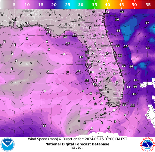 Florida Wind forecast for the next 7 days