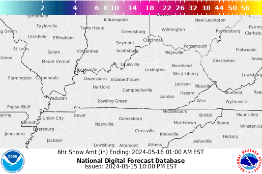 Kentucky 6 hourly forecast snow accumulations
