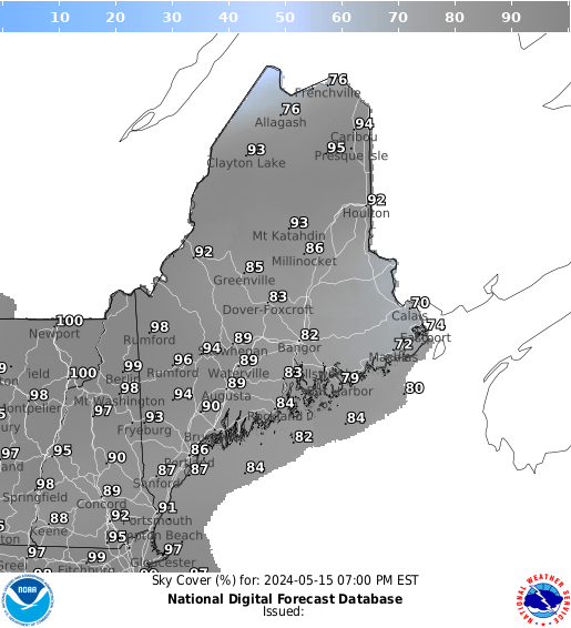 Maine Precipitation Cloud Cover forecast for the next 7 days