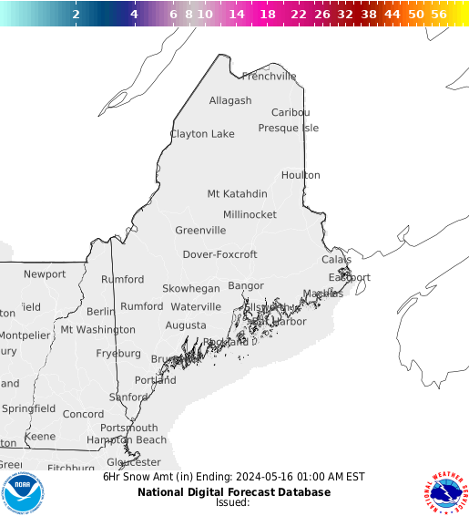 Maine 6 hourly forecast snow accumulations