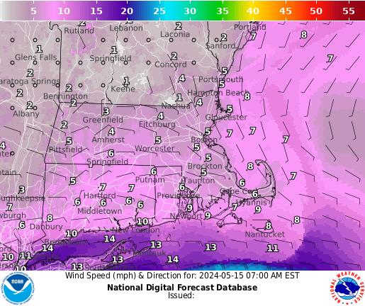 Massachusetts Wind forecast for the next 7 days