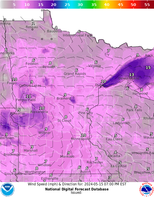 Minnesota Wind forecast for the next 7 days