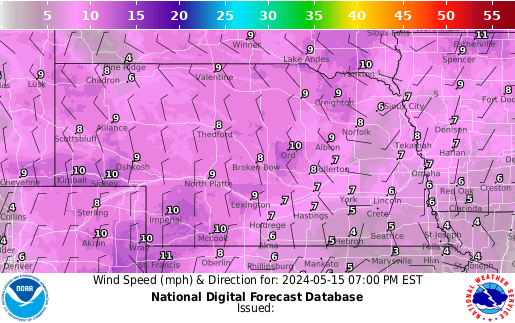 Nebraska Wind forecast for the next 7 days