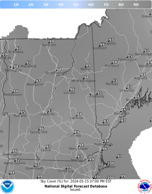 New Hampshire Precipitation Cloud Cover forecast for the next 7 days