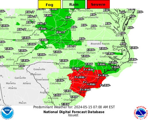 North Carolina Weather Type forecast for the next 7 days