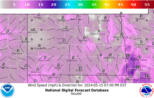North Dakota Wind forecast for the next 7 days