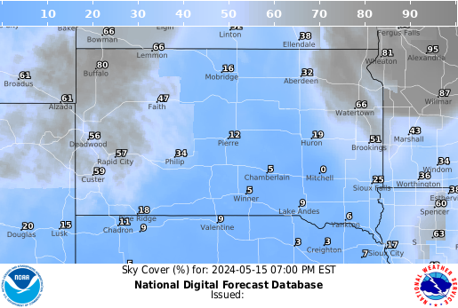 South Dakota Precipitation Cloud Cover forecast for the next 7 days