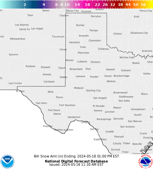 west Texas snow forecast for the next 7 days