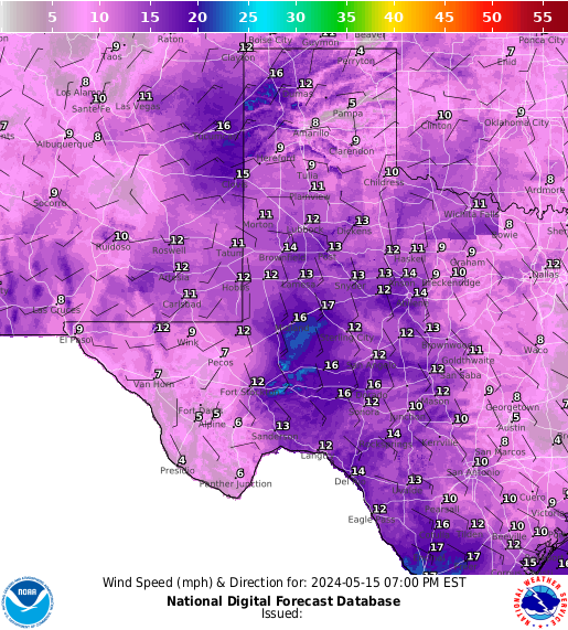 West Texas Wind forecast for the next 7 days