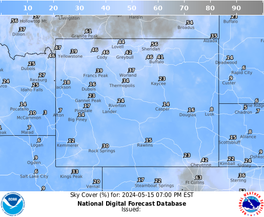 Wyoming Precipitation Cloud Cover forecast for the next 7 days