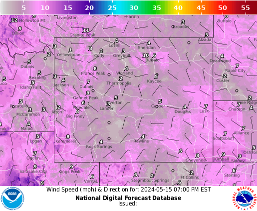 Wyoming Wind forecast for the next 7 days