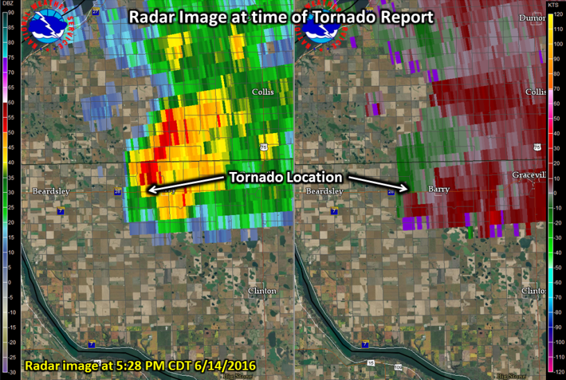 Radar image during the tornado