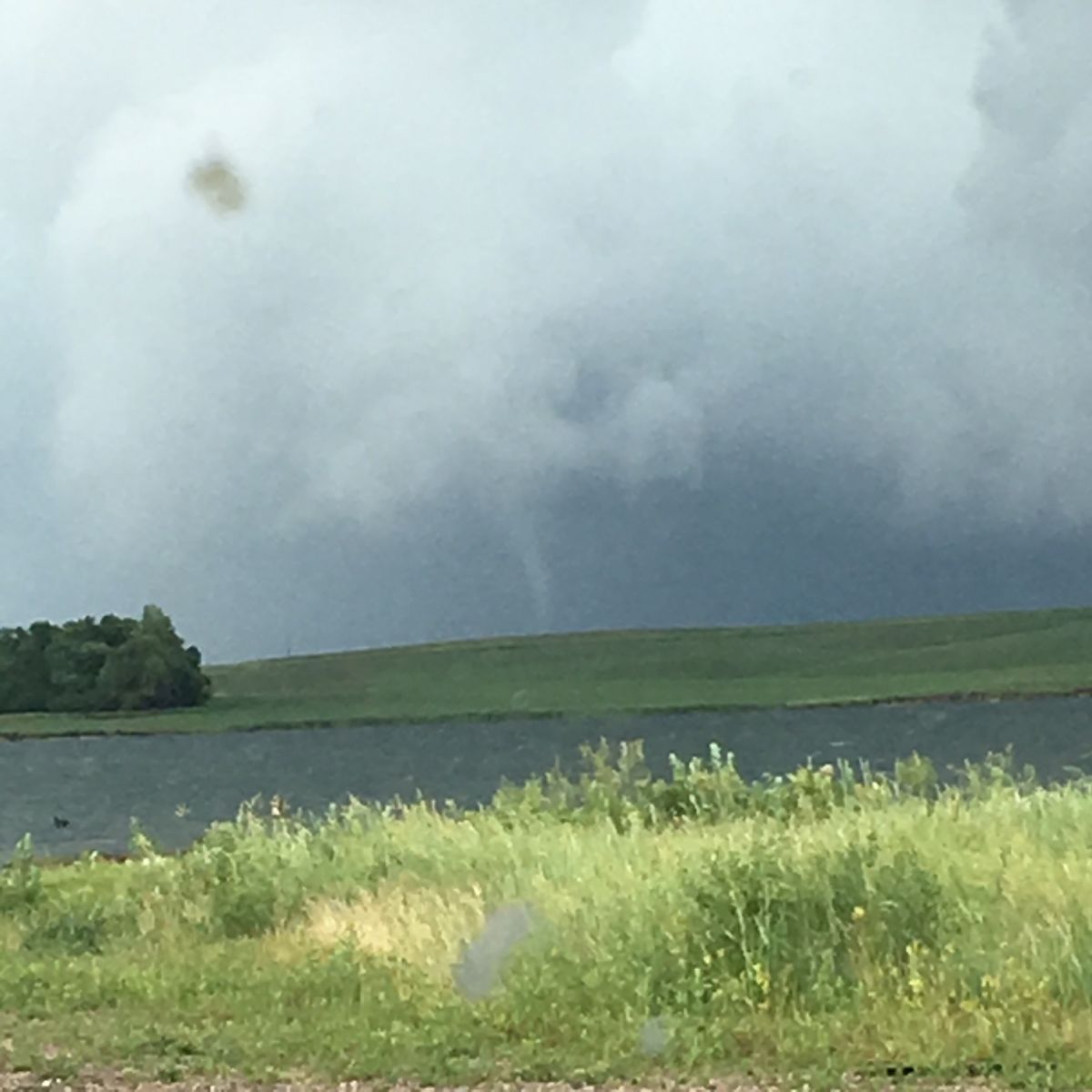 Photo taken on Highway 12 west of Webster by Marie Johnson around 2:43 PM CDT (looking North-Northeast)