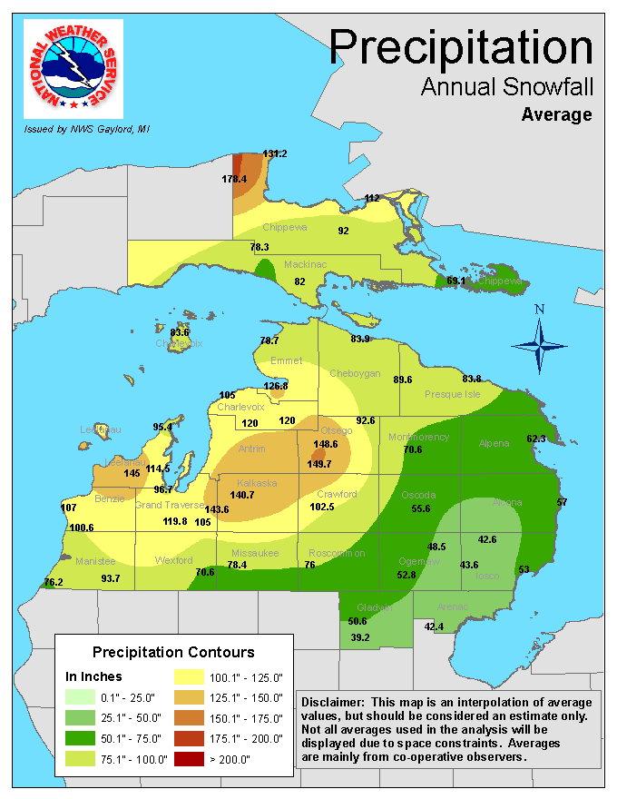 Average Annual Snowfall Graphic