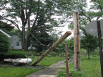 Power pole snapped in East Syracuse, NY