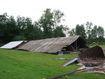 Roof off barn.
