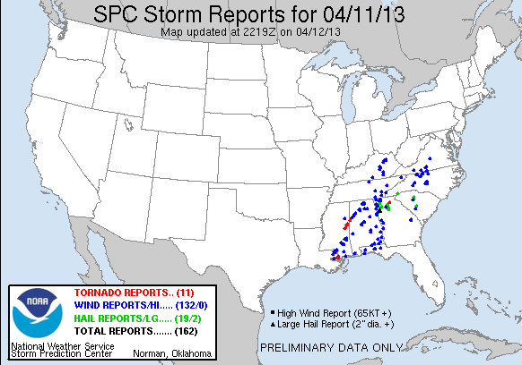 Storm Reports for April 11, 2013