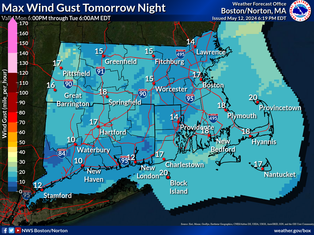 Map that displays the 3rd period Max Wind Gust.