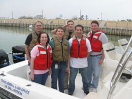 Staff of the NWS Brownsville/Rio Grande Valley office prior to discovery mission up the Laguna Madre, January 20 2011 (click to enlarge)