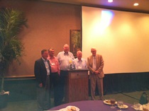 Former NHC Directors pose with Nick Coch of Queens College, NYC, at the end of the National Tropical Weather Conference