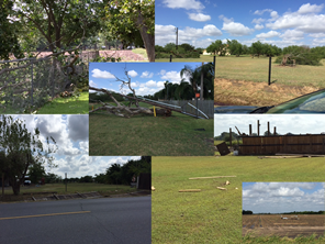 Collage of wind damage photos from August 17, 2015, near Harlingen