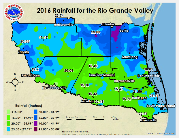 2016 Rainfall for the RGV and Deep South Texas (click to enlarge)