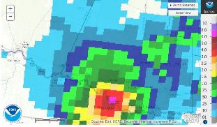 Advanced Hydrologic Prediction System bias corrected rainfall estimate from May 20, 2016, zoomed into Hidalgo County