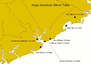 Hugo storm surge map