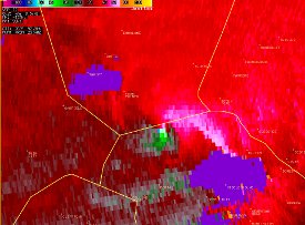 KCLX Storm-Relative Velocity during event.