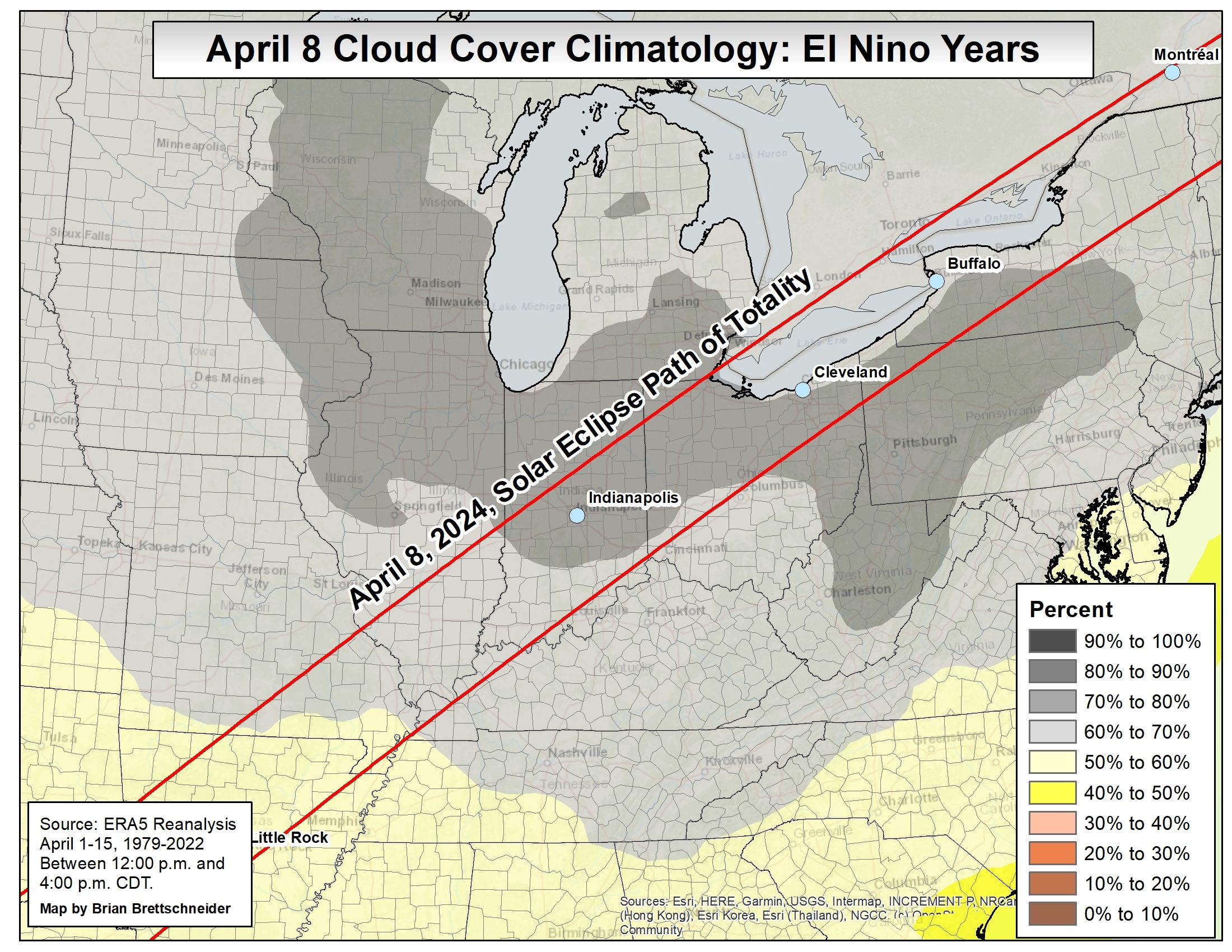 Cloud cover for el nino years
