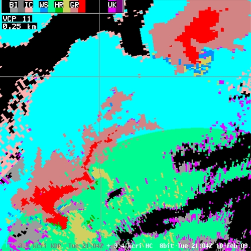 Click for Hydrometeor Classification data from WR-88D CLE