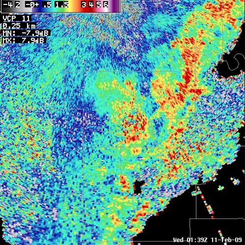 Click for Differential Reflectivity from WSR-88D CLE