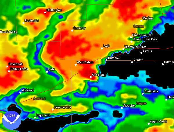 Click for radar loop of Wayne county tornado