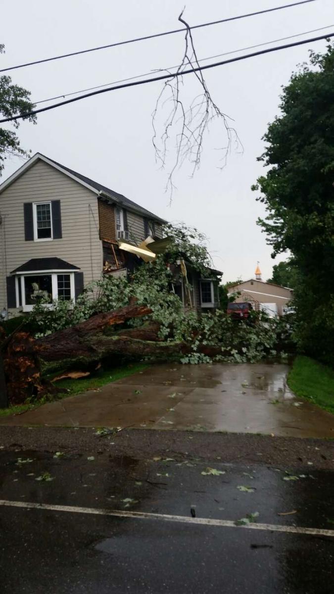 Photo of a damaged home in Lake Township, Stark County, Ohio.