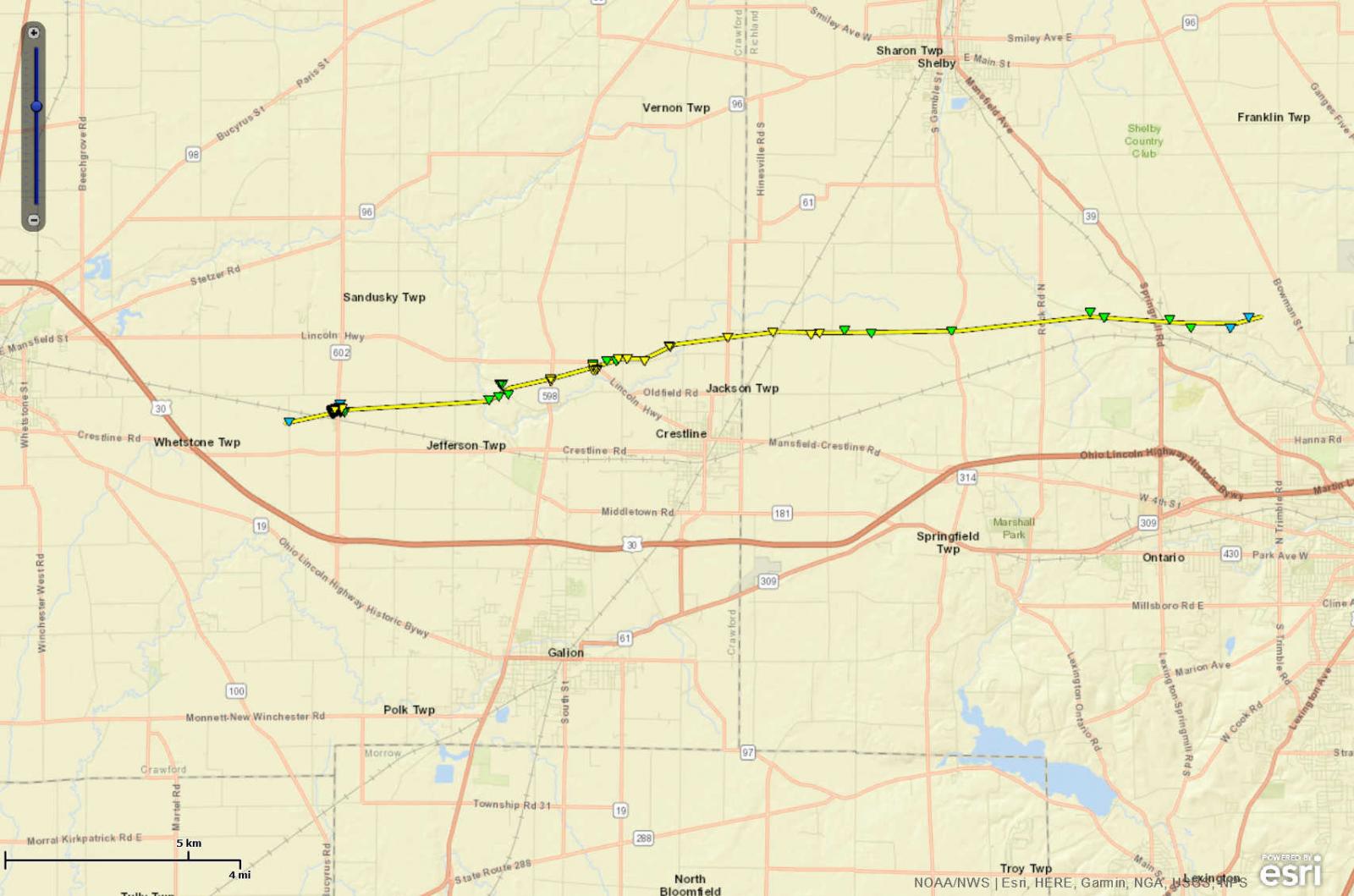 map of tornado track 