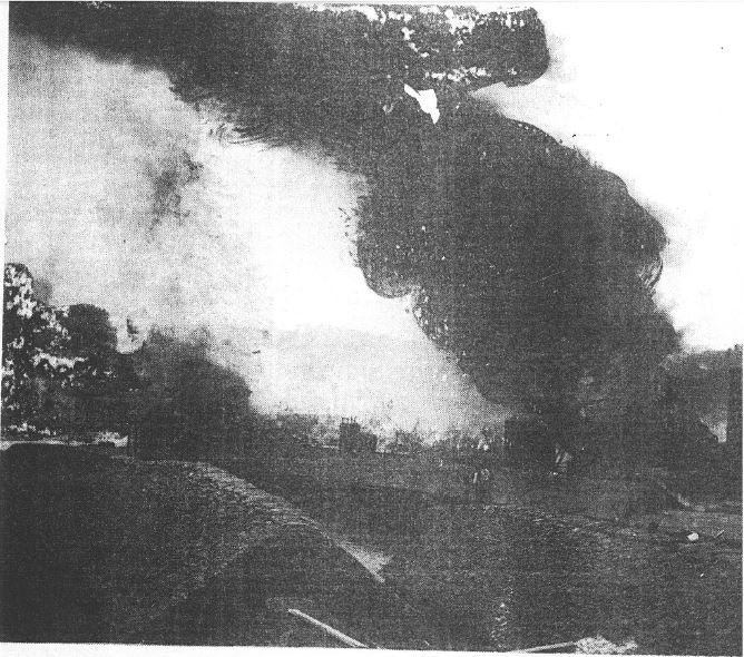 Image of fires at Titusville oil refineries after floods on June 4-5, 1892. 